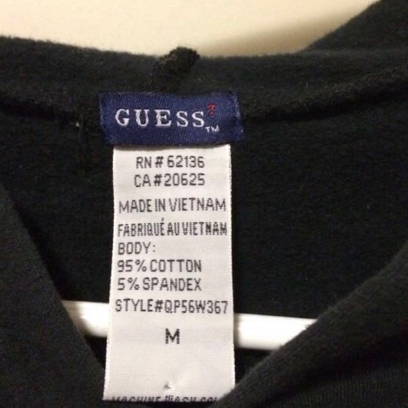 Black cropped Guess hoodie w/ sequin logo - Picture 2 of 3